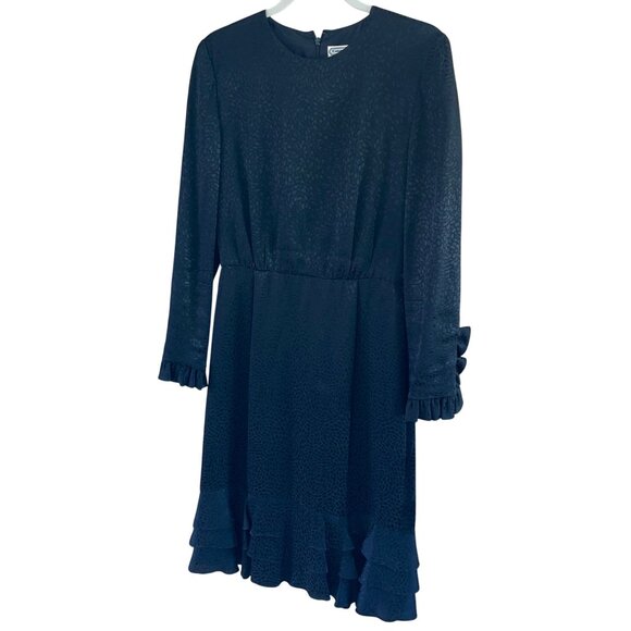 Carolina Herrera Womens Dress Size S Black Jacquard Ruffle Trim Vintage - Picture 8 of 16